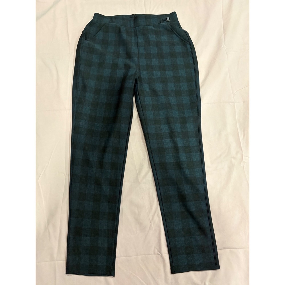 Harper by Block Teal Black Buffalo Plaid Pull On Tapered Pants Size L Charm Deta